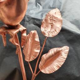 Long Stemmed Copper Rose With Leaves, Perfect Anniversary Gift, Engagement Prop Or For Valentines - thumbnail 4