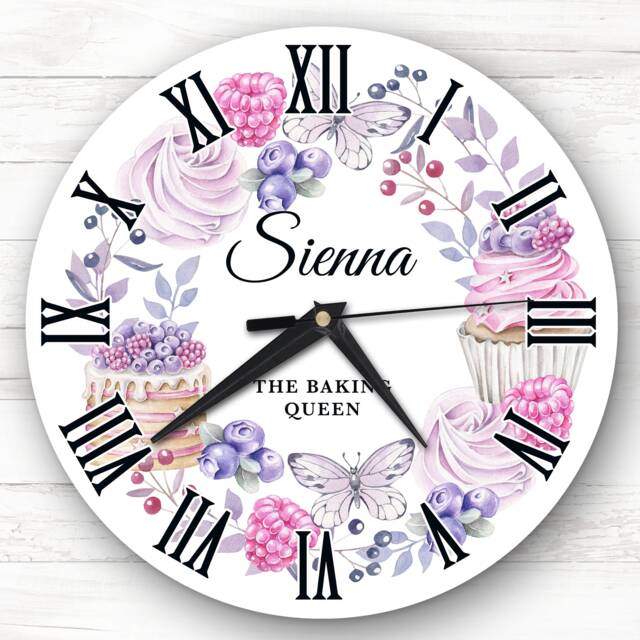 Baking Queen Cupcake Cake Personalised Gift Clock - image 1