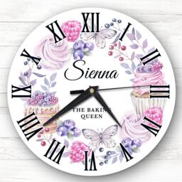 Baking Queen Cupcake Cake Personalised Gift Clock