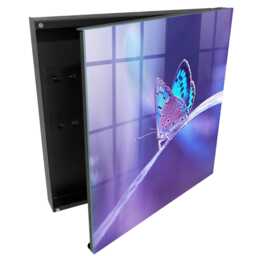 Colorful Butterfly Wall Mounted Key Cabinet, Purple Box For Wall, Photographic Nature, Nature Lovers - thumbnail 1