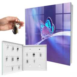 Colorful Butterfly Wall Mounted Key Cabinet, Purple Box For Wall, Photographic Nature, Nature Lovers - thumbnail 2