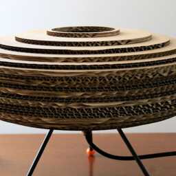 Baby Carousel Table Lamp Mid Century Danish Inspired Table Lamp Handmade Using A Cardboard Light Shade - thumbnail 2