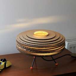 Baby Carousel Table Lamp Mid Century Danish Inspired Table Lamp Handmade Using A Cardboard Light Shade - thumbnail 3
