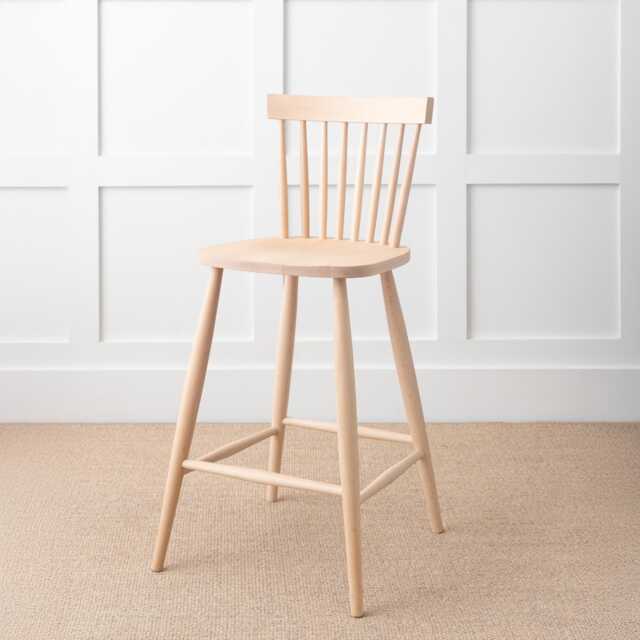 Nordic Bar Stool, New Solid Wood Farmhouse Kitchen Dining Stools in Natural Colours Or Farrow & Ball Paint - image 1