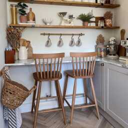 Nordic Bar Stool, New Solid Wood Farmhouse Kitchen Dining Stools in Natural Colours Or Farrow & Ball Paint - thumbnail 2
