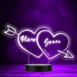Two With Arrow Valentine's Day Personalised Gift Colour Changing Night Light - thumbnail 1