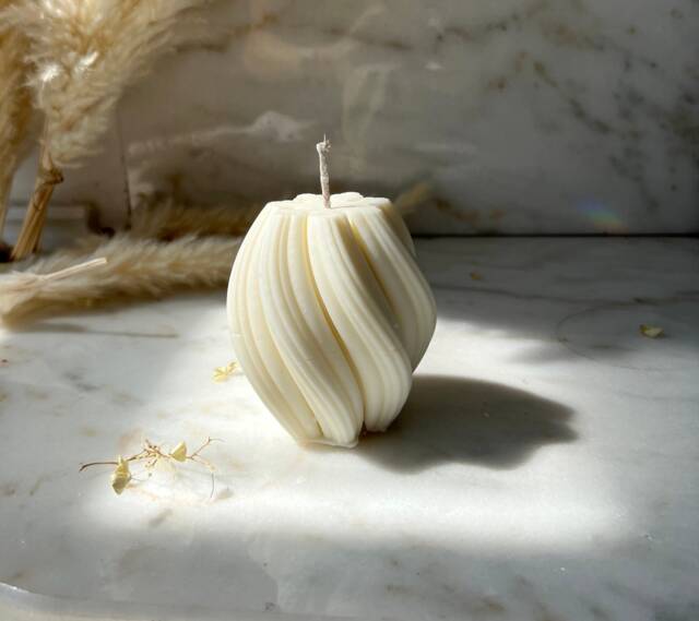 Tall Swirl Soy Candle Handmade Vegan Home Decor - image 1