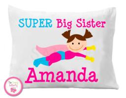 Personalized Super Big Sister Pillow Case, Girls Gift
