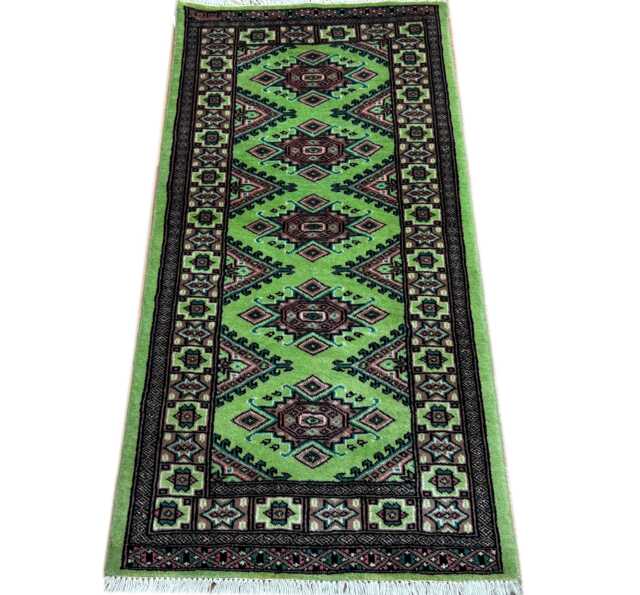 2x4 Pistachio Green Bokhara Rug - 0.60x1.20 Bedroom Luxury Area Turkish Fine Quality Afghan - image 1