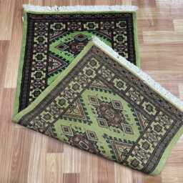 2x4 Pistachio Green Bokhara Rug - 0.60x1.20 Bedroom Luxury Area Turkish Fine Quality Afghan - thumbnail 4