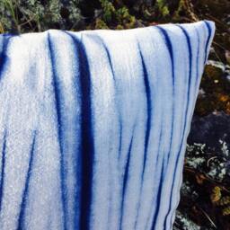 Shibori Indigo Pillow Cover, Tie Dye Pillowcase , Hand Dyed , Cotton/Linen 45x45cm(18x18In - thumbnail 3