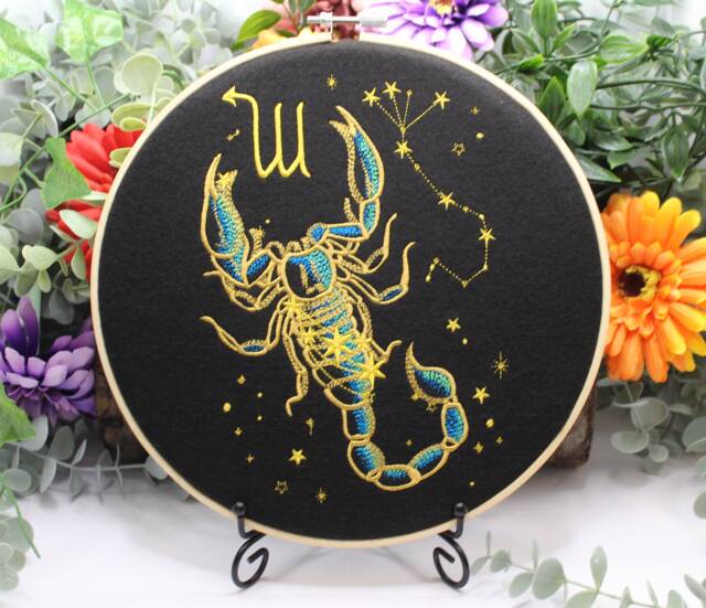 Scorpio Zodiac Embroidery Hoop Constellation Star Map Wall Art - image 1