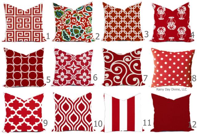 Red Geometric Outdoor Pillow Cover - Modern Nautical Accent - image 1