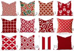 Red Geometric Outdoor Pillow Cover - Modern Nautical Accent - thumbnail 1