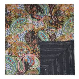 Hand Paisley Print Kantha Quilt Ralli Handmade Gudari Stitched Kantha Quilts Blanket Bohemian Blankets Vintage Cotton Bedspread Throw - thumbnail 4