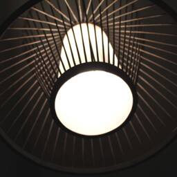 Handmade Bamboo Pendant Light - Black Staggered Form Lampshade - thumbnail 2