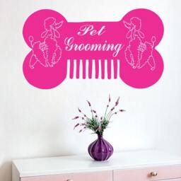 Wall Decals Pet Grooming Decal Dog Poodle Comb Bone Vinyl Sticker Shop Salon Decor Art Mural Ms272 - thumbnail 1