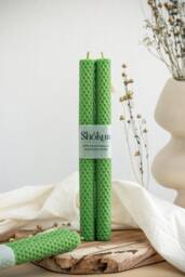 Tall Beeswax 2Pack Candles - 100% Pure Natural Set Hand-Rolled Dinner Table Candle Bright Colored Taper Candles - thumbnail 1