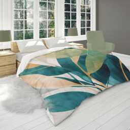 Green Beige Modern Nature Comforter Abstract Bedding, Cozy Home D??cor Gift, King Queen Twin Size #006 - thumbnail 2