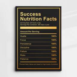 Success Nutrition Facts Quote Gold Motivational Inspirational, Framed Canvas Wall Art Poster Print, Home Office & Room Decor, Gift Idea - thumbnail 3