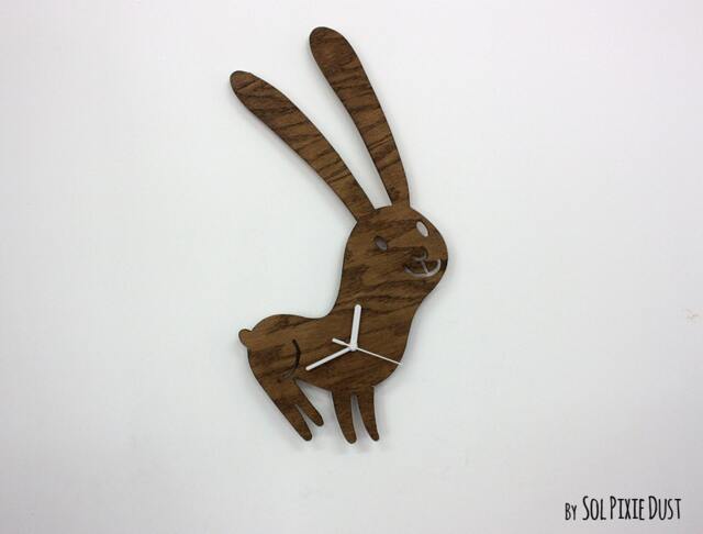 Cute Rabbit - Wooden Wall Clock - image 1