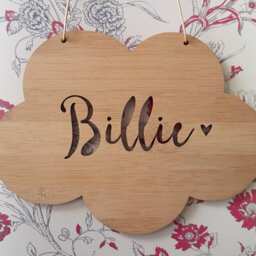 Personalised Wooden Bamboo Door-Personalized-Wall Hanging Cloud-Heart-Wall Art-Wooden Sign-Custom Name-Kids Gift-Baby Gift-Lasercut-Plaque - thumbnail 2