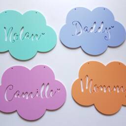 Personalised Wooden Bamboo Door-Personalized-Wall Hanging Cloud-Heart-Wall Art-Wooden Sign-Custom Name-Kids Gift-Baby Gift-Lasercut-Plaque - thumbnail 3
