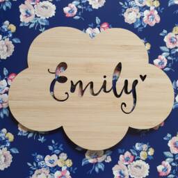 Personalised Wooden Bamboo Door-Personalized-Wall Hanging Cloud-Heart-Wall Art-Wooden Sign-Custom Name-Kids Gift-Baby Gift-Lasercut-Plaque