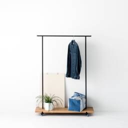 Clothes Rack Made Of Oak Wood & Black Powder-Coated Metal