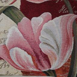 Pink Tulip Jacquard Tapestry Cushion Cover 45x45 cm. Trendy Interior Decoration - Decorative Housewarming Birthday - thumbnail 2