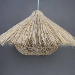 "Handwoven Rattan Pendant Light, Hat Shape Ceiling Lamp, Lampshade Width 15.7"" Or 19.6" - thumbnail 2
