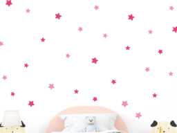 Pink Star Wall Decals Playful Kids Room Decor, Set Of 80 - thumbnail 1