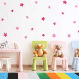 Pink Star Wall Decals Playful Kids Room Decor, Set Of 80 - thumbnail 2