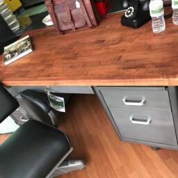 Made To Order Vintage Steel Desk - Refurbished With Wood Top - thumbnail 2