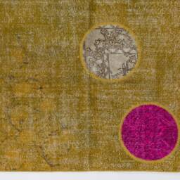 5' X 8' Yellow Overdyed Patchwork Rug Handmade Turkish Rug - thumbnail 2