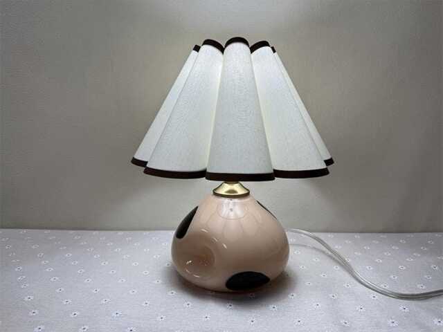 Handmade Glass Table Lamp Fabric Shade Bedside Light - image 1