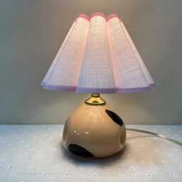 Handmade Glass Table Lamp Fabric Shade Bedside Light - thumbnail 3