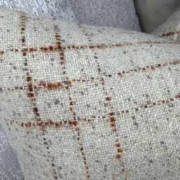 Wool Mix Check Cushion Cover John Lewis Fabric Natural Heritage Double-Sided Handmade UK - thumbnail 4