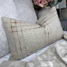 Wool Mix Check Cushion Cover John Lewis Fabric Natural Heritage Double-Sided Handmade UK - thumbnail 1