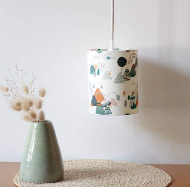 Crapahutons Portable Lamp, Work Fabric, Light Fixture, Pendant Bedside Green, Child, Japanese, Mountain - image 1