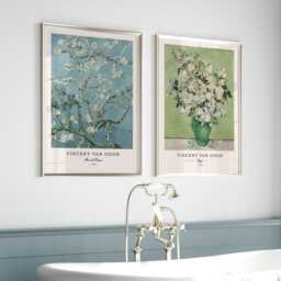 Vincent Van Gogh Blossom & Rose Wall Art Set Of 2 Floral Impressionist Prints - thumbnail 2