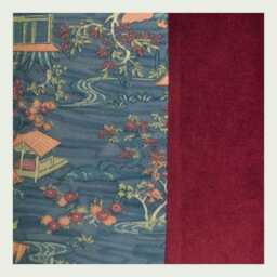 Japanese Floral Cushion Blue Red Silk & Velvet Pillow Cover 18x18 - thumbnail 2