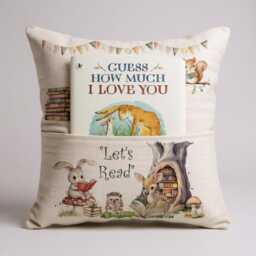 Personalised Woodland Pocket Pillow - Custom Name Cushion Nursery Decor Storytime Gift Baby Shower Present - Girl's Linen - thumbnail 3