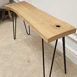One Of A Kind, Handcrafted Oak Bench, Stool Or Side Table With Black Metal Legs - thumbnail 4