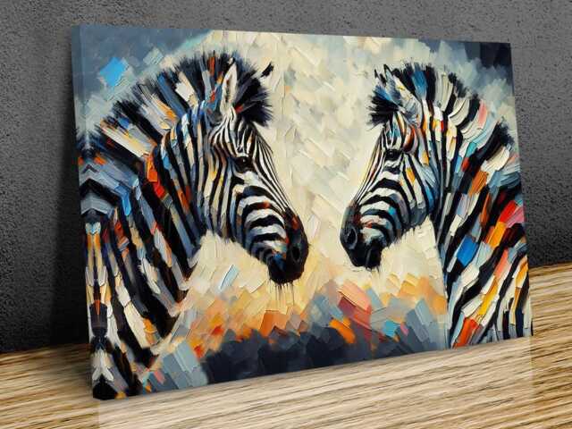Zebras Abstract Art, Safari, Savannah, Wall Hangings, Home Decor, Mounted Canvas Print Ready To Hang - image 1