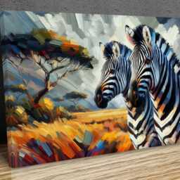Zebras Abstract Art, Safari, Savannah, Wall Hangings, Home Decor, Mounted Canvas Print Ready To Hang - thumbnail 2