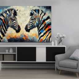 Zebras Abstract Art, Safari, Savannah, Wall Hangings, Home Decor, Mounted Canvas Print Ready To Hang - thumbnail 3