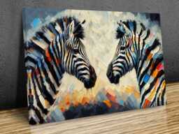 Zebras Abstract Art, Safari, Savannah, Wall Hangings, Home Decor, Mounted Canvas Print Ready To Hang - thumbnail 1