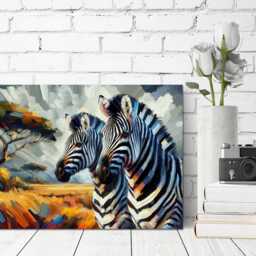 Zebras Abstract Art, Safari, Savannah, Wall Hangings, Home Decor, Mounted Canvas Print Ready To Hang - thumbnail 4