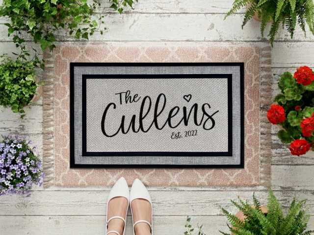 Gift For Couples - Personalized Outdoor Rug Doormat Family Name Housewarming Wedding Washable - image 1